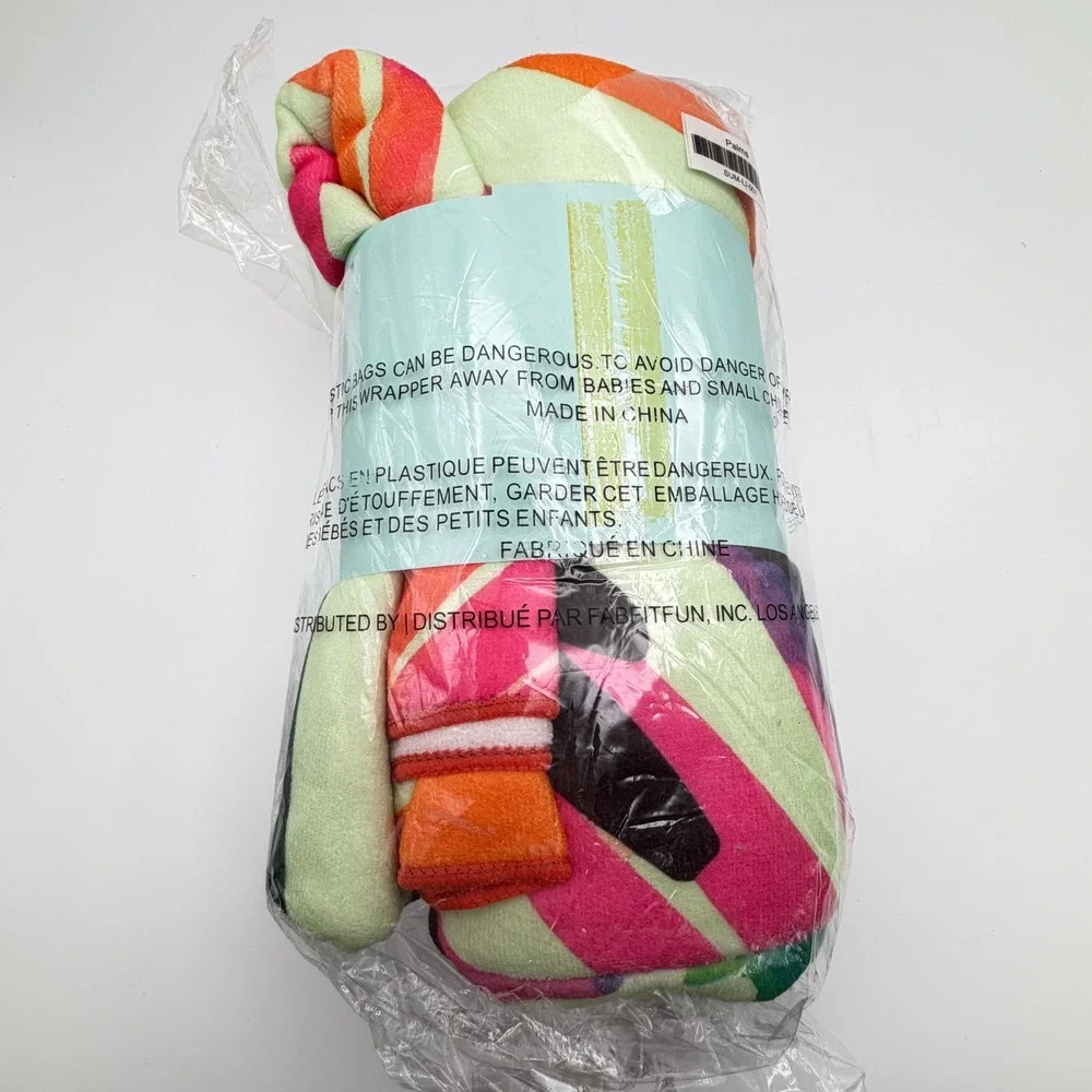 Summer & Rose Palms Beach Towel Green Orange Pink Tropical Stripe‎ 39x70
